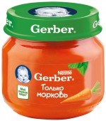 Пюре Gerber только морковь с 4 месяцев, 80 г, 1 шт.