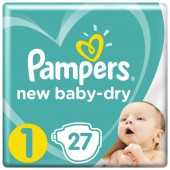Подгузники Pampers New Baby-Dry Размер 1, 27 шт, 2-5 кг.