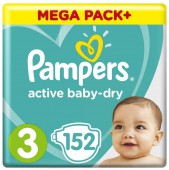 Подгузники Pampers Active Baby-Dry, 152 шт, 6-10 кг.