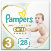 Трусики Pampers Premium Care Pants 3 размер, 28 шт, 6-11 кг.